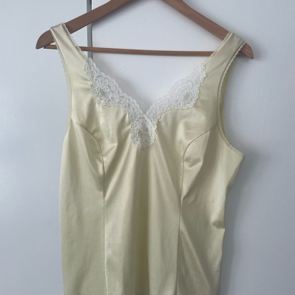 Butter Yellow Satin Lace-Trim Camisole